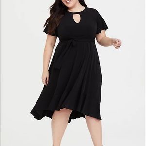Black high low skater dress keyhole
